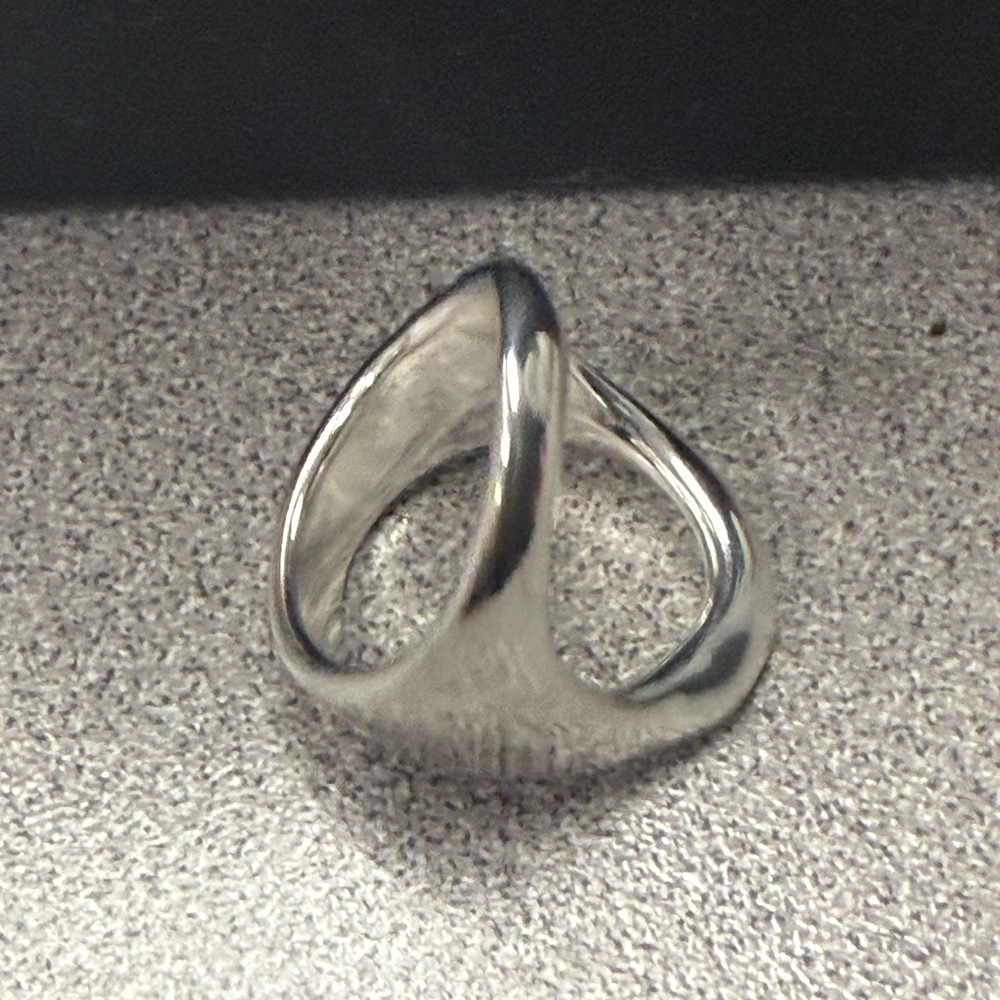 💍Sterling silver-plated ring with large central oval - Picture 5 of 7